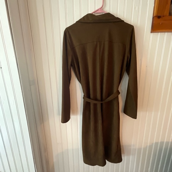 Kathy Ireland olive front button dress (M) - Picture 2 of 4